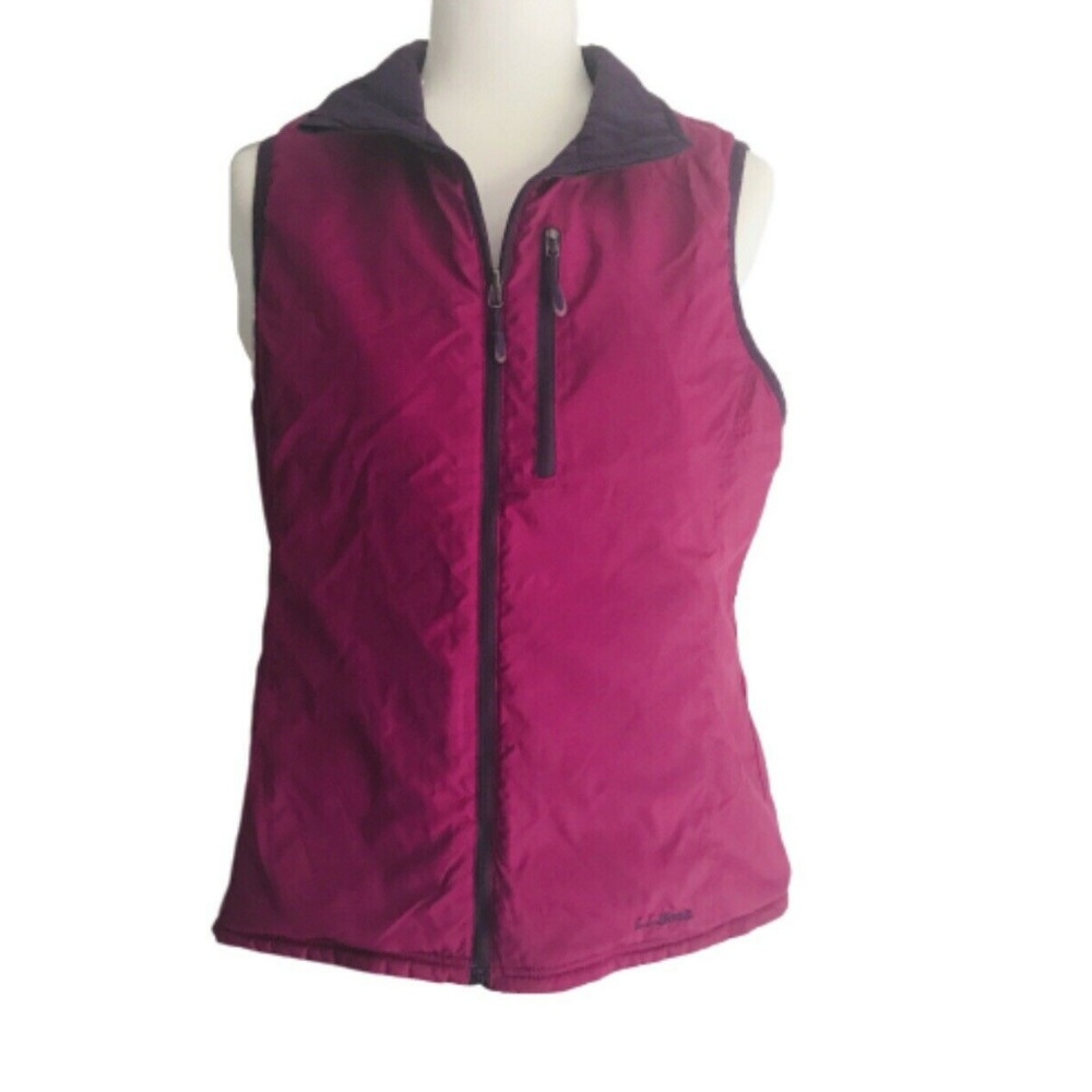 LL bean Med Vest Reversible Pink / Purple Quilted